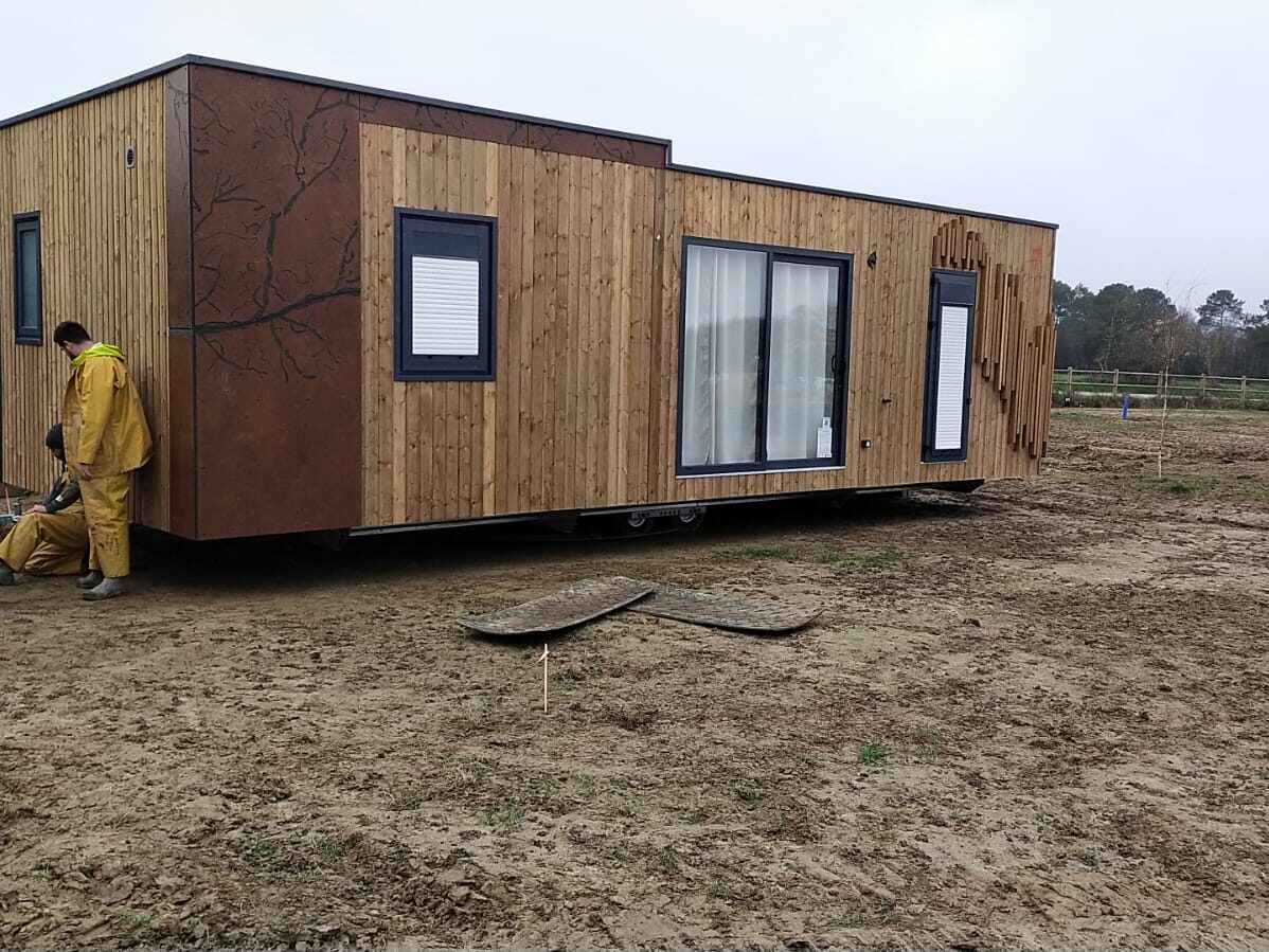 terrain meuble mobil-home très lourds, mobil-home pousser à l'aide du carraro