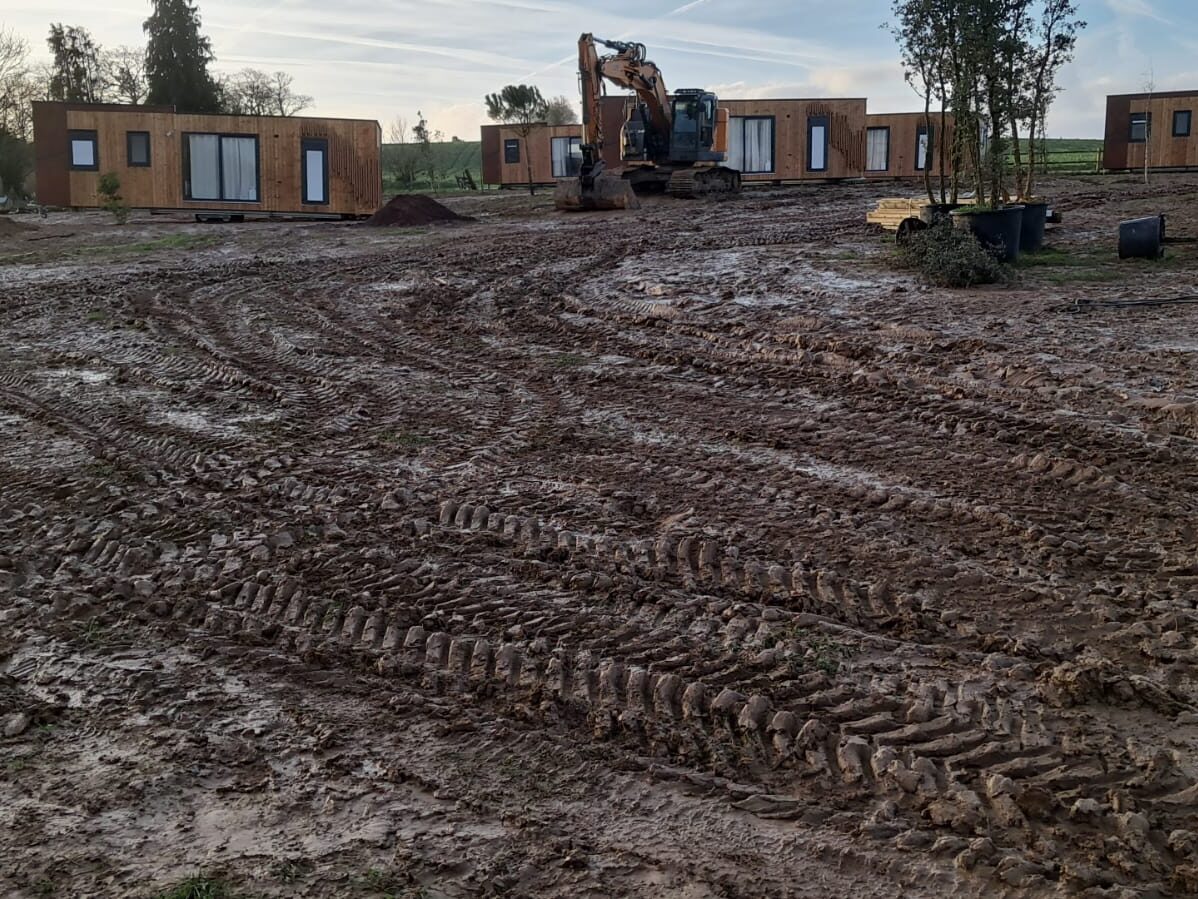 Zone compliquée, mobil-homes très lourds, terrain meuble