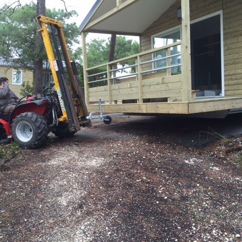 tracter mobil-home parcelle en dénivelée